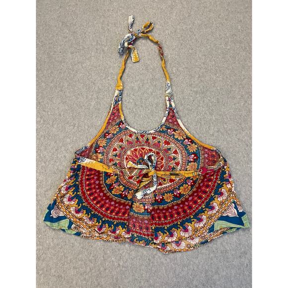Billabong Cami Top Womens Medium 100% Rayon Halter‎ Bohemian Mandala Floral Pink - Picture 2 of 16